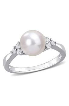 DELMAR | Sterling Silver 8-8.5mm Cultured Freshwater Pearl White Topaz Ring,商家Nordstrom Rack,价格¥525