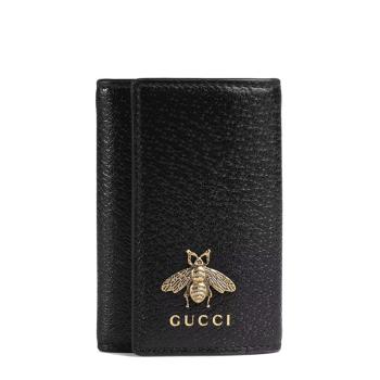 商品Gucci | 【预售3-7天】GUCCI/古驰 经典Animalier系列 男士黑色皮革复古金属小蜜蜂装饰钥匙包523683DJ20T1000,商家IWCOCO,价格¥2502图片