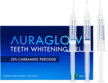商品Auraglow Teeth Whitening Kit with LED Light, 35% Carbamide Peroxide Gel, 20+ Whitening Treatments, (2) 10mL Whitening Gel Syringes,商家Amazon US editor's selection,价格¥549图片