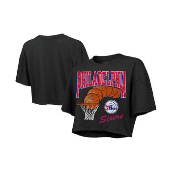 Majestic, Majestic | Women's Threads Charcoal Philadelphia 76ers Bank Shot Cropped T-shirt商品图片 7.4折