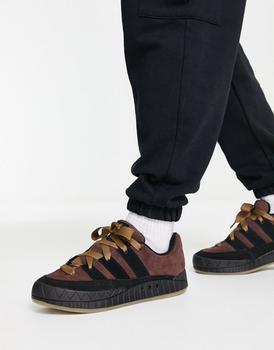 推荐adidas Originals Adimatic gum sole trainers in brown商品