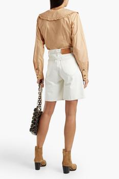 Ganni | Ruffle-trimmed cotton-poplin blouse商品图片,4.4折