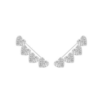 Essentials Jewelry, Essentials | And Now This Cubic Zirconia Pave Quadruple Heart Ear Climber in Silver Plate商品图片 5折×额外7折, 额外七折