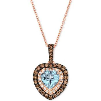 Le Vian | Sea Blue Aquamarine (1-1/10 ct. t.w.) & Diamond (5/8 ct. t.w.) Heart Halo Pendant Necklace in 14k Rose Gold, 18" + 2" extender,商家Macy's,价格¥20185