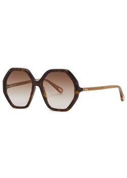 chloe太阳镜怎么选, Chloé | Esther tortoiseshell hexagon-frame sunglasses商品图片 