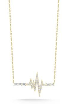 商品GLAZE JEWELRY | Yellow Gold Vermeil Pave CZ Heartbeat Pendant Necklace,商家Nordstrom Rack,价格¥334图片