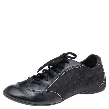 lv低帮鞋, [二手商品] Louis Vuitton | Louis Vuitton Black Leather And Monogram Canvas Low Top Sneakers Size 38商品图片 满1件减$100, 满减