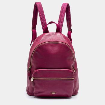 coach tabby双肩包, [二手商品] Coach | Coach Pink Leather And Nylon Charlie Backpack商品图片 5折