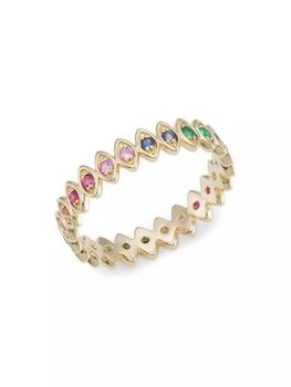 Sydney Evan | 14K Yellow Gold & Rainbow Stone Evil Eye Ring,商家Saks Fifth Avenue,价格¥10933