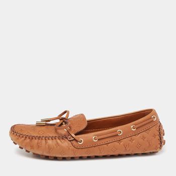 lv鞋真假, [二手商品] Louis Vuitton | Louis Vuitton Tan Monogram Empreinte Leather Gloria Loafers Size 37.5商品图片 8.8折, 满1件减$100, 满减