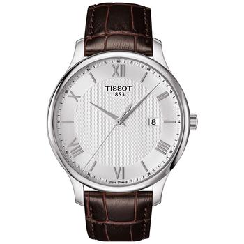 天梭男表是什么牌子, Tissot | Men's Swiss Tradition Brown Leather Strap Watch 42mm T0636101603800商品图片 
