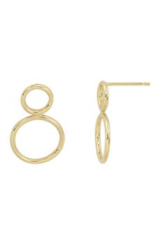 商品CANDELA JEWELRY | 14K Yellow Gold Double Ring Stud Earrings,商家Nordstrom Rack,价格¥741图片