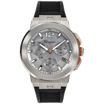 菲拉格慕手表, Salvatore Ferragamo | Men's Swiss Chronograph F-80 Black Silicone Strap Watch 44mm商品图片 