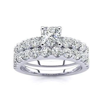 SSELECTS | 2 Carat Princess Center Engagement Ring And Wedding Band Set In 14k White Gold,商家Premium Outlets,价格¥7836