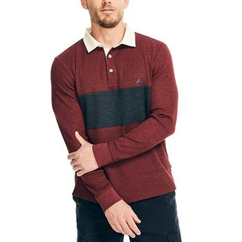 Nautica | Men's Slim-Fit Colorblocked Long-Sleeve Waffle Polo Shirt 7.4折×额外8折, 额外八折