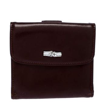 longchamp roseau, [二手商品] Longchamp | Longchamp Maroon Leather Roseau Compact Wallet商品图片 5.2折