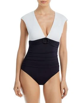 推荐Cap Sleeve Two Toned One Piece Swimsuit商品