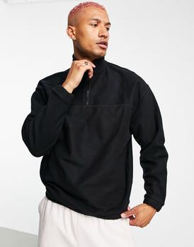 ASOS | ASOS DESIGN co-ord oversized polar fleece sweatshirt with half zip in black商品图片,7折