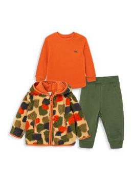 商品Little Me | Baby Boy's 3 Piece Faux Fur Jacket, Joggers & Sweatshirt Set,商家Saks OFF 5TH,价格¥237图片