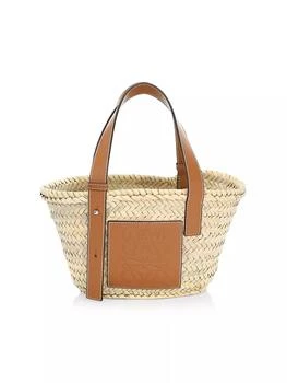 推荐Small Leather-Trimmed Woven Basket Bag商品