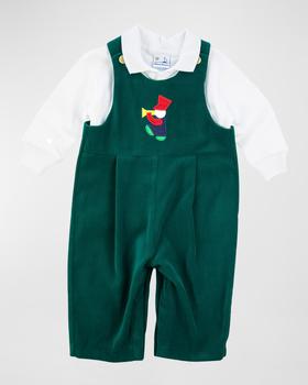 推荐Boy's Velvet Embroidered Coverall W/ Polo Shirt, Size 6M-24M商品
