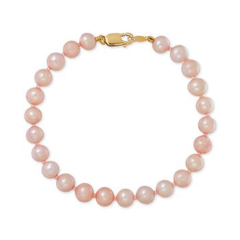 product Children's Pink Cultured Freshwater Pearl (4-1/2mm) Bracelet in 14k Yellow gold image
