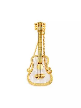 Kenneth Jay Lane | 22K-Gold-Plated & Mother-Of-Pearl Guitar Brooch,商家Saks Fifth Avenue,价格¥1841