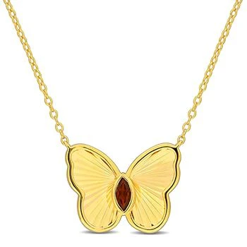 Mimi & Max | Mimi & Max 1/5ct TGW Marquise-Cut Garnet Butterfly Necklace with Chain Yellow Silver-17 in,商家Premium Outlets,价格¥381