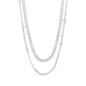 Sterling Forever | Women's Layered Beaded Silver Plated Chain Necklace 