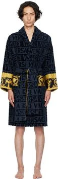 Versace | Navy 'I Heart Baroque' Bathrobe,商家Ssense US,价格¥4063