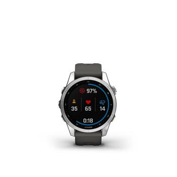 Garmin | Unisex Fenix 7S Silver-tone with Graphite Silicone Band Smart Watch 42mm商品图片,