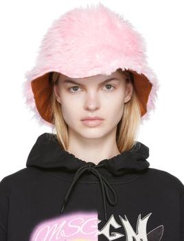 推荐Pink Faux-Fur Bucket Hat商品