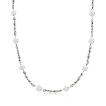 Ross-Simons | Ross-Simons 7-7.5mm Cultured Pearl and Sterling Silver Rope-Chain Necklace,商家Premium Outlets,价格¥976