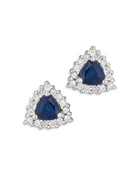 商品Bloomingdale's | Blue Sapphire & Diamond Halo Stud Earrings in 14K White Gold - 100% Exclusive,商家Bloomingdale's,价格¥7683图片