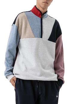 推荐WNWN Popover Colorblock Quarter Zip Cotton Sweatshirt商品