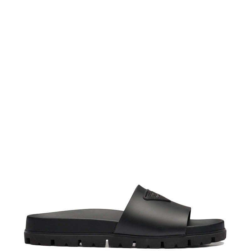 Prada | 【预售3-7天】PRADA/普拉达 22年春夏新款 男士黑色橡胶Logo压花拖鞋2X3085_3LKV_F0002商品图片,7.9折, 包邮包税