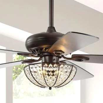 JONATHAN Y | Joanna 52" 3-Light Bronze Crystal LED Ceiling Fan With Remote,商家Premium Outlets,价格¥2401