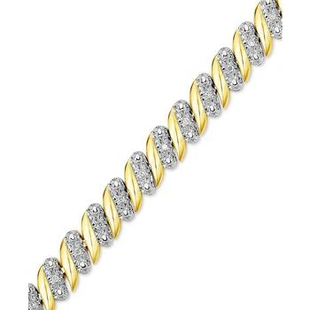Macy's | Diamond (1/4 ct. t.w.) Zig Zag Bracelet in 14k Gold-Plated Sterling Silver,商家Macy's,价格¥1048