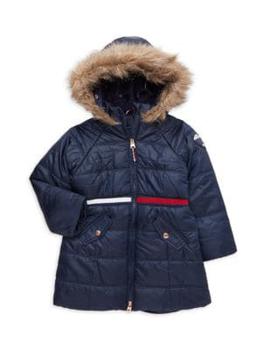 商品Tommy Hilfiger | Little Girl’s Faux Fur Longline Puffer Coat,商家Saks OFF 5TH,价格¥397图片