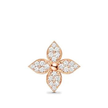 预售2-3周路易威登BLOSSOM系列经典款单只18k金玫瑰金24颗钻石星星花卉图案耳钉Q96944