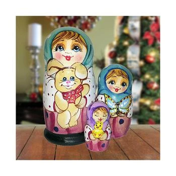 G.DeBrekht | Friendship Teddy Bear Matreshka Holiday Nesting Hand-Painted Doll, Set of 3,商家Macy's,价格¥306