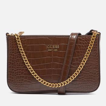 推荐Guess Women's Katey Croc Mini Top Zip Shoulder Bag - Brown商品