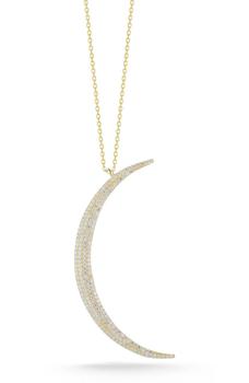 商品Sphera Milano | 14K Yellow Gold Vermeil Pave CZ Crescent Moon Pendant Necklace,商家Nordstrom Rack,价格¥384图片