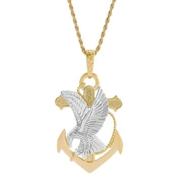 Macy's | Men's Eagle & Anchor 22" Pendant Necklace in 14k Gold-Plated Sterling Silver,商家Macy's,价格¥2670