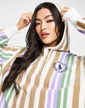 推荐Polo Ralph Lauren x ASOS exclusive collab co-ord logo terry towel hoodie in multi stripe商品