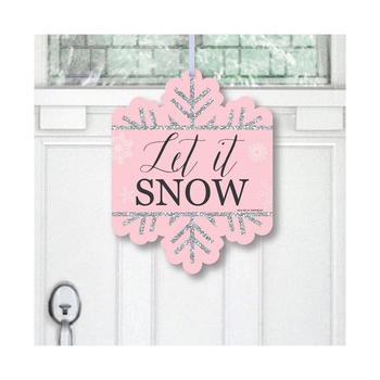 商品Pink Winter Wonderland - Hanging Porch Snowflake Birthday Party and Baby Shower Outdoor Decor - Front Door Decor - 1 Pc Sign图片