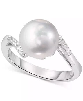 Macy's | Cultured Freshwater Pearl (10 mm) & Lab-Created White Sapphire (1/3 ct. t.w.) Ring in Sterling Silver,商家Macy's,价格¥643