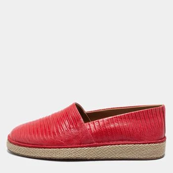 推荐Salvatore Ferragamo Red Lizard Lampedusa Espadrille Flats Size 42商品