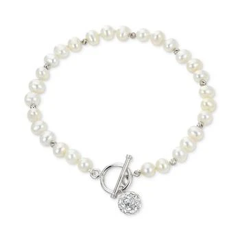 Macy's | Cultured Freshwater Pearl (5-5-1/2mm) & Crystal Toggle Bracelet in Sterling Silver,商家Macy's,价格¥721