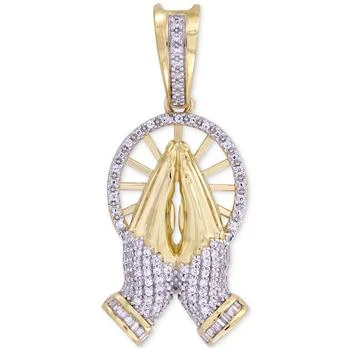 Macy's | Men's Diamond Round & Baguette Praying Hands Pendant (1/6 ct. t.w.) in 10k Gold,商家Macy's,价格¥8551